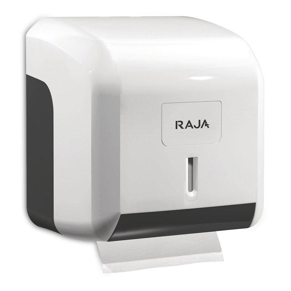 Distributeur de rouleaux de papier toilette - blanc - plastique ABC - verrou - 145 x 137 x 122 mm
