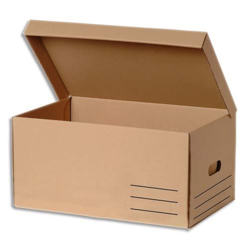 Conteneur  archives ouverture sur le dessus - carton recouvert kraft brun - 56 x 37 x 26 cm