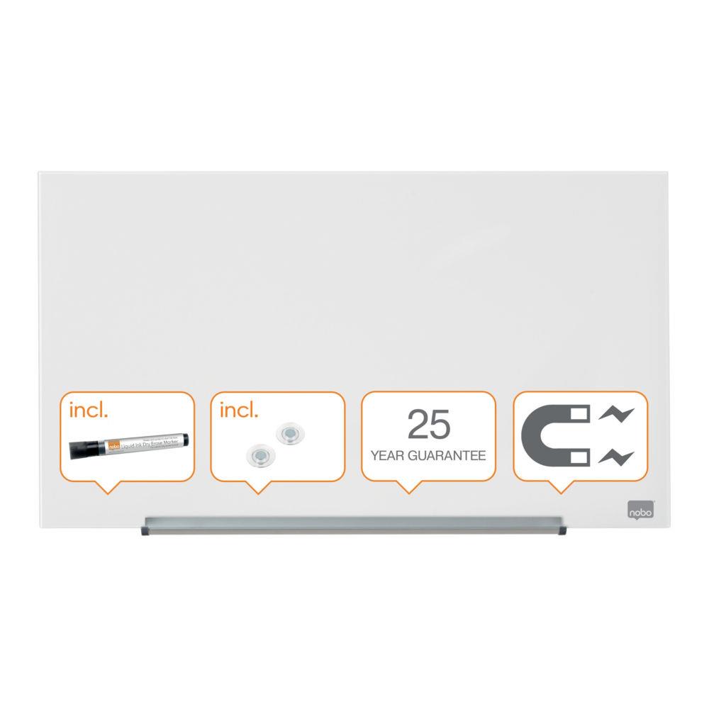 Tableau verre Nobo Diamond - format widescreen 31/68 x 38 cm - magntique + marqueur et aimants