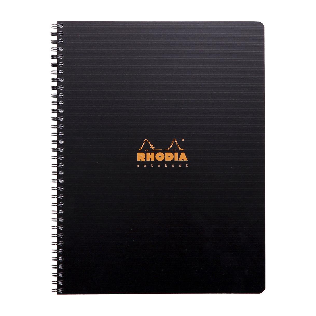 Cahier spirale Rhodia - 22,5x29,7cm - 160 pages 5x5 perfores 4 trous - noire polypro