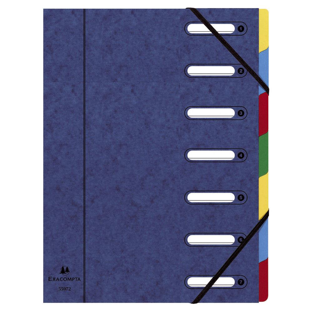 Trieur Exacompta Nature Future Harmonika Multipart A4 avec dos extensible  soufflets et fentres prdcoupes - 350 feuilles - 7 compartiments - 240 x 320 mm - carte lustre - bleu