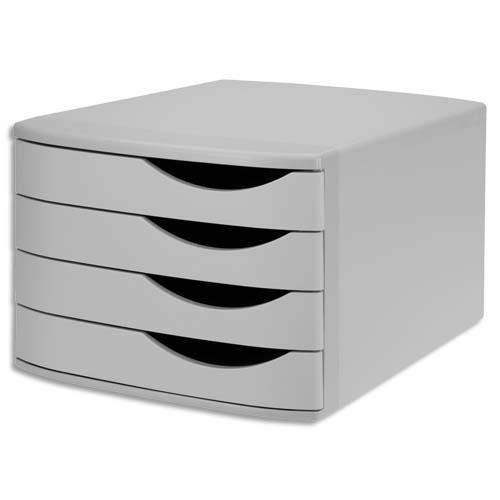 Module Classement 4 Tiroirs A4 - Gris/noir - Polystyrène Recyclé 28,4x23,4x34,8cm