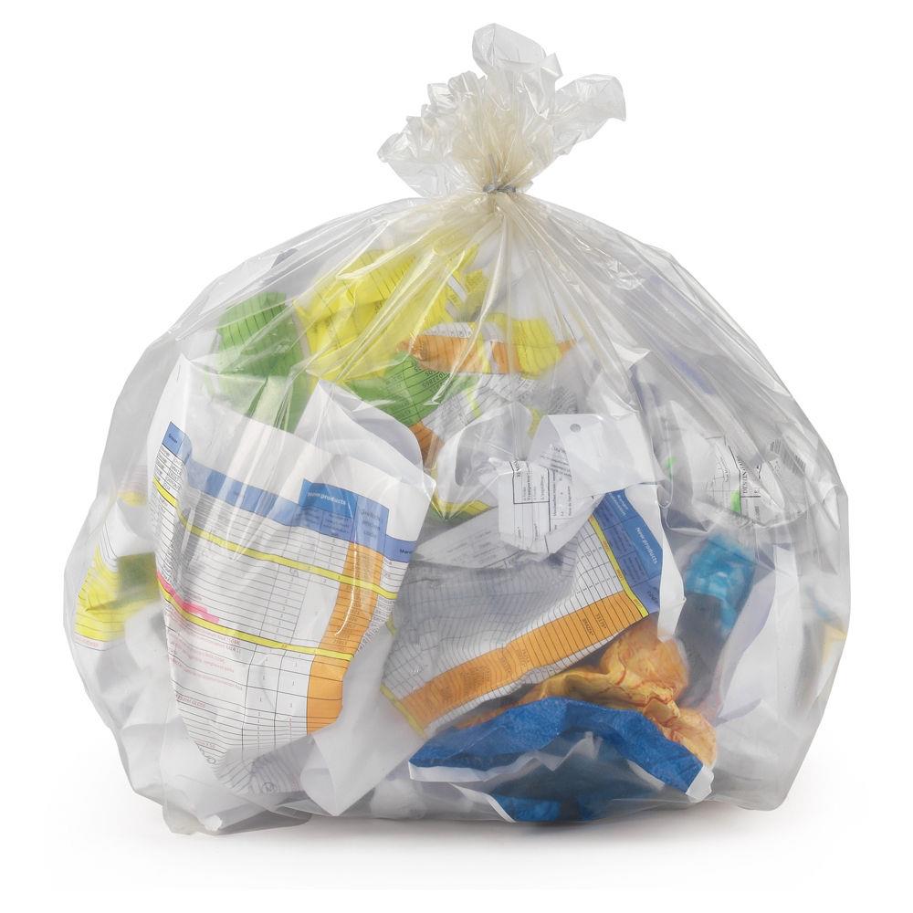 Sac poubelle recycl 50 L - Transparent - Carton de 500