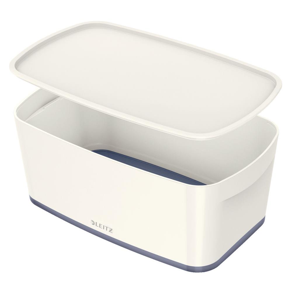 Bote de rangement avec couvercle Leitz MyBox Wow en ABS - 5L - blanc /gris