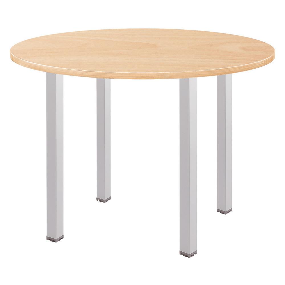 Table ronde Tempo - L 100 x 100 cm - plateau h�tre - 4 pieds carr�s aluminium