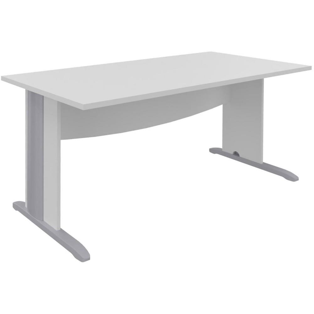 Bureau droit Impact - L 180 x P 80 cm - plateau blanc - pieds L blancs