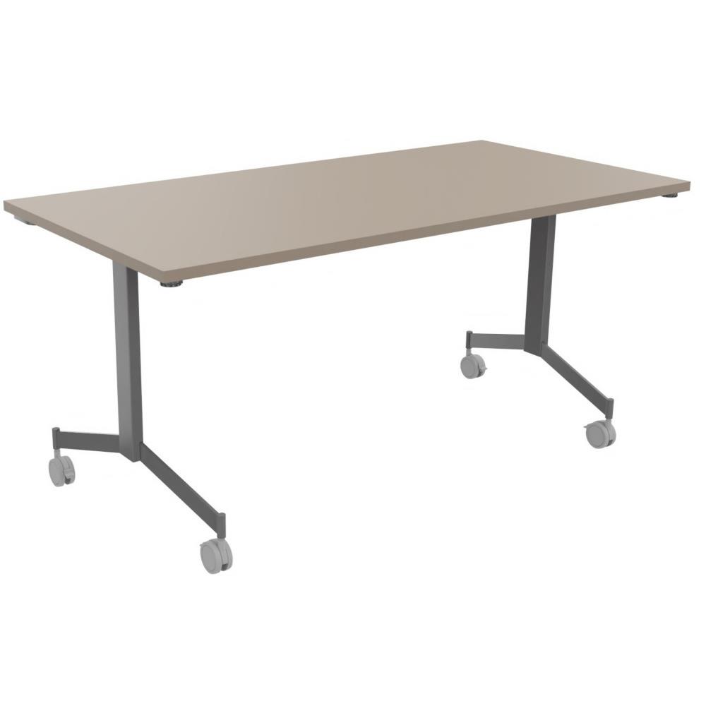 Table basculante � roulettes L160 x P80 cm - Plateau Argile pieds Aluminium