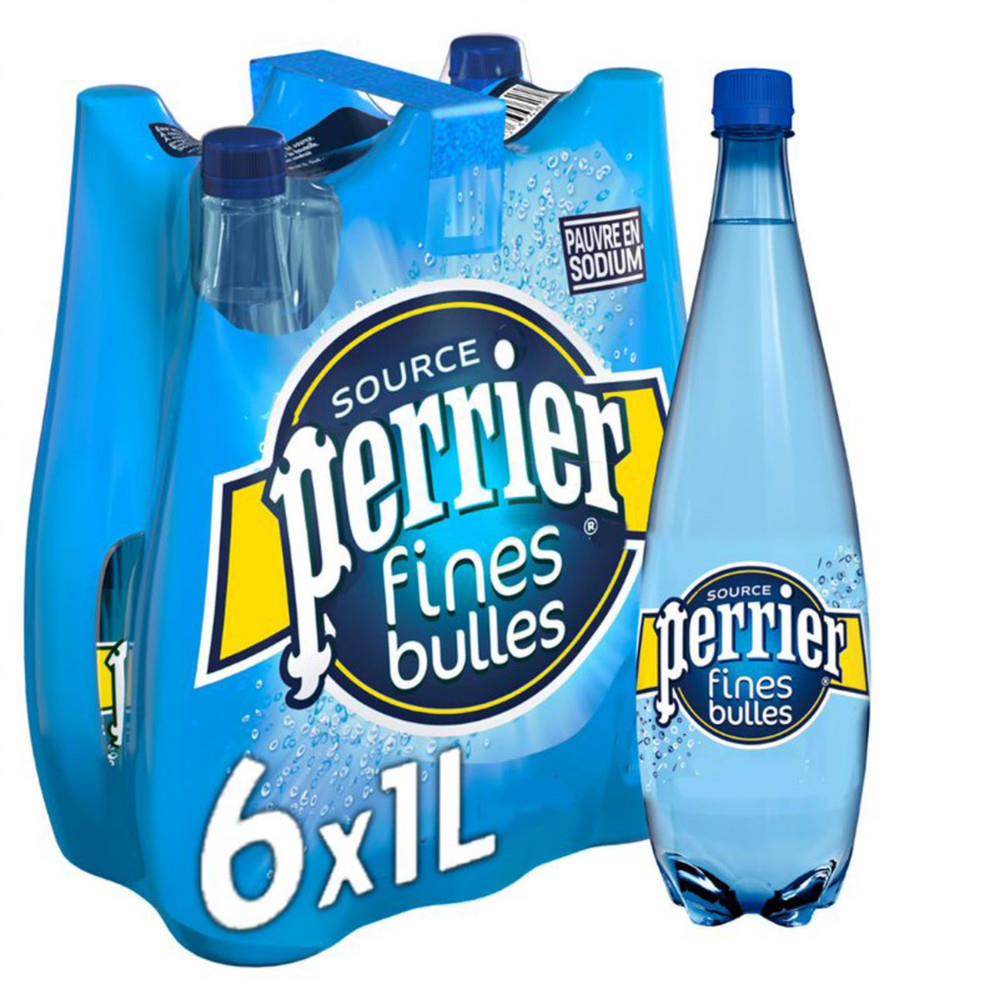 Eau minrale naturelle gazeuse Perrier - bouteille 1 L - lot 6 bouteilles