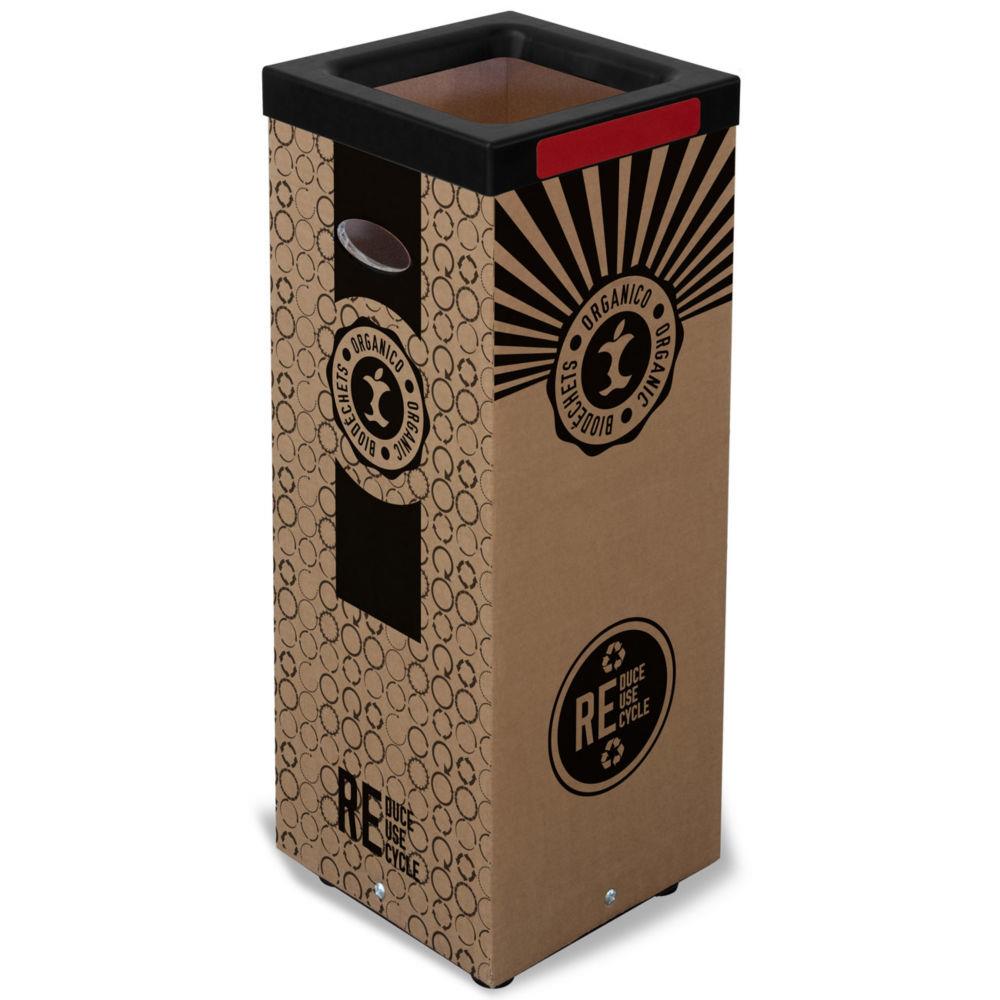 Poubelle carton de tri slectif pour le recyclage des biodchets 100L - Couvercle mtal Rouge