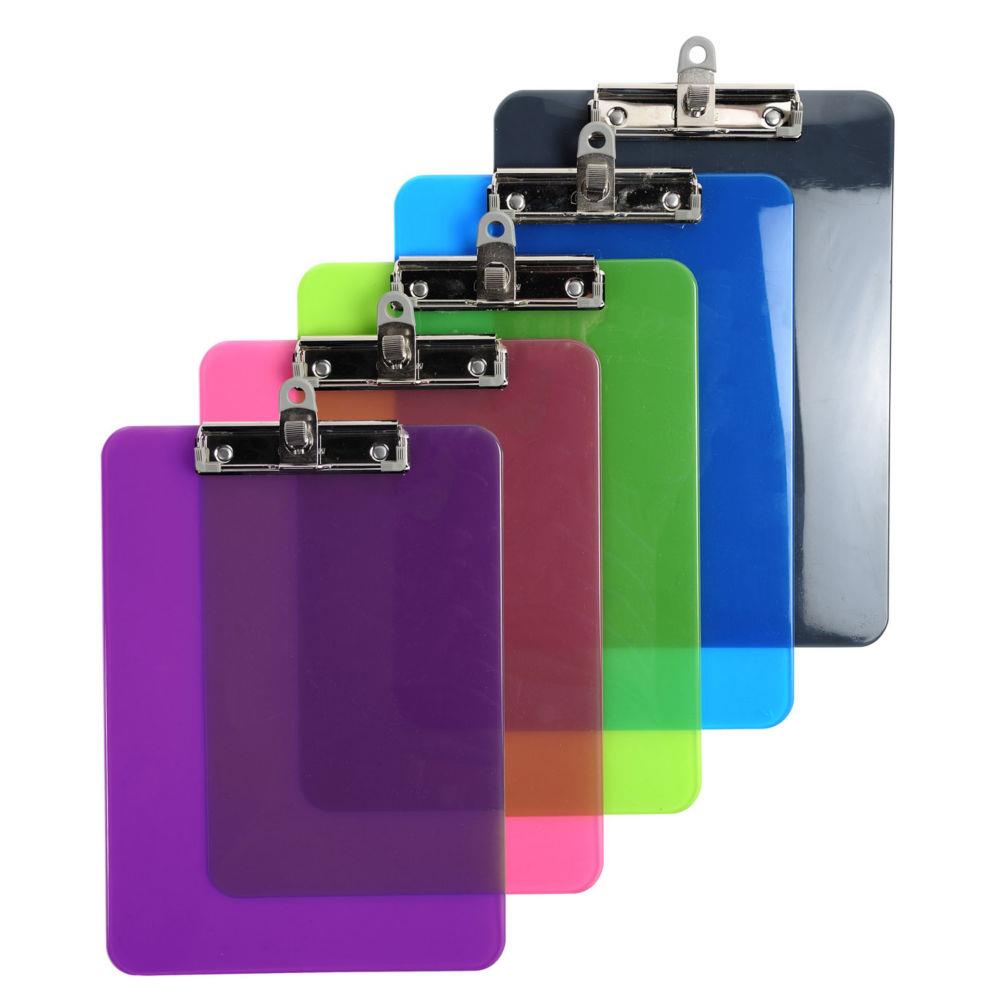 Porte-bloc Exacompta Idrama A4 avec pince - 5 coloris assortis semi-transparents