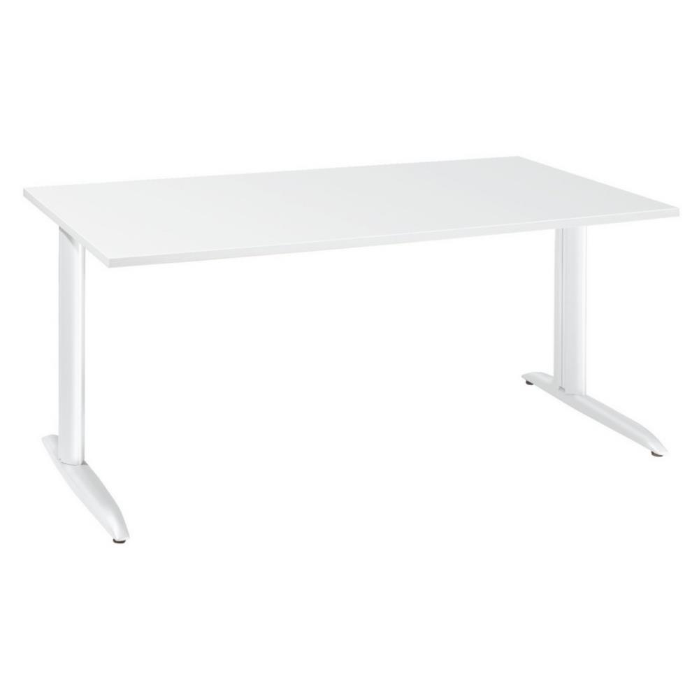 Bureau droit Tempo - L 180 x P 80 cm - plateau blanc - pieds L blancs