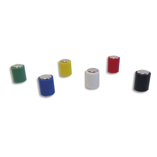 Aimants cylindriques Safetool - 6 x 10 mm - coloris assortis - lot de 12