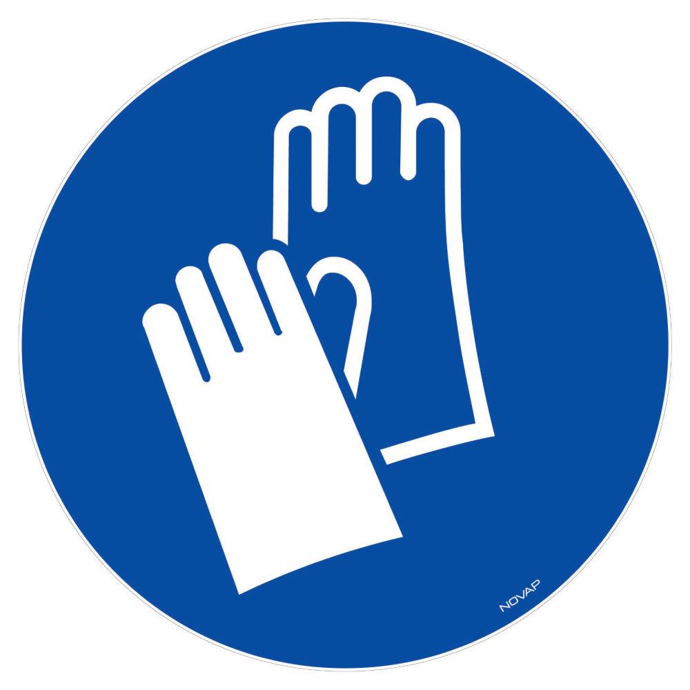 Panneau signalisation polystyrne rigide Gants de protection obligatoires - diam 300 mm