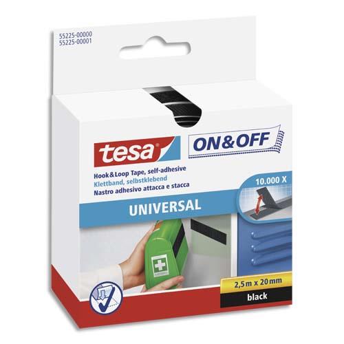 Ruban Tesa ON&OFF - systme de scratch autoagrippants  coller - 2,5 m x 20 mm - noir