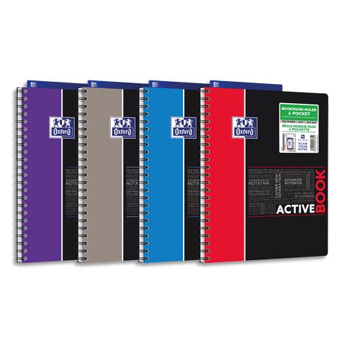 Cahier Oxford Activebook - spiral - couverture polypro - 160 pages - 5x5 - 24 x 29,7 cm