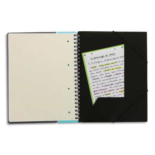 Cahier chemise Oxford Nomabook - spiral - couverture polypro - 160 pages - 5x5 - 24 x 31 cm