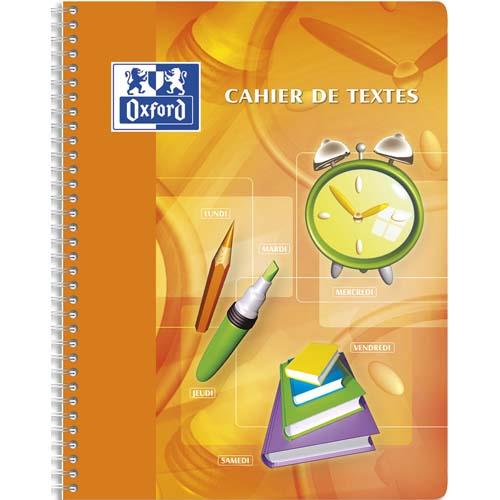 Cahier de textes Oxford - 17 x 22cm - 148 pages - couverture polypropylne - coloris assortis