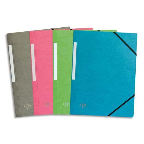 Lot de 10 chemises 1er prix 3 rabats et lastique - carte 5/10e - coloris assortis pastel