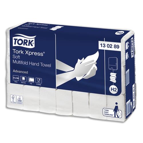 Essuie-mains Tork Xpress doux - pliage en Z - 130289 - qualit Advanced- 21 paquets de 180 feuilles - pour TORK H2