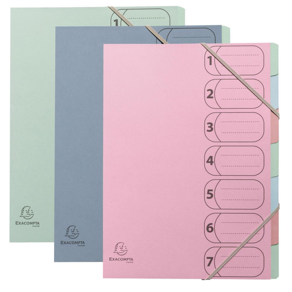 Trieur Hamonika Exacompta 7 compartiments A4 avec �lastiques Autentik - Couleurs assorties