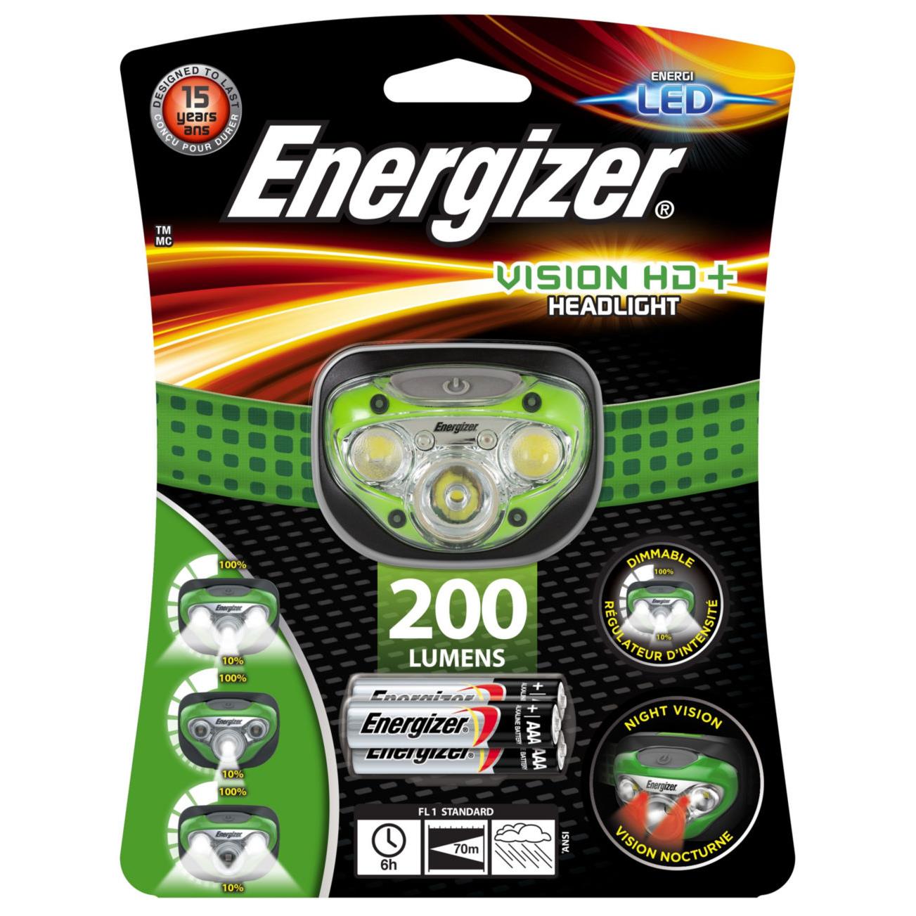 Lampe frontale led Energizer Vision HD+ - porte 70 m