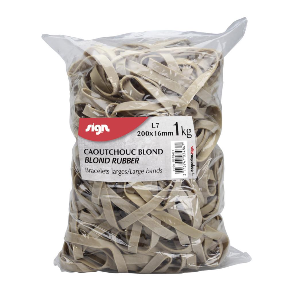 Elastique 200 x 16 mm Sign en caoutchouc blond de qualit� sup�rieure - Sachet de 1 kg