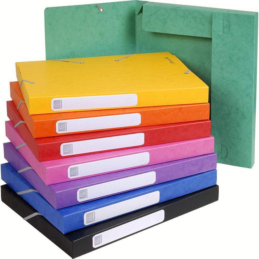 Chemise Exacompta de classement Cartobox A4 dos 25mm en carte lustre - Assorties - Lot de 25