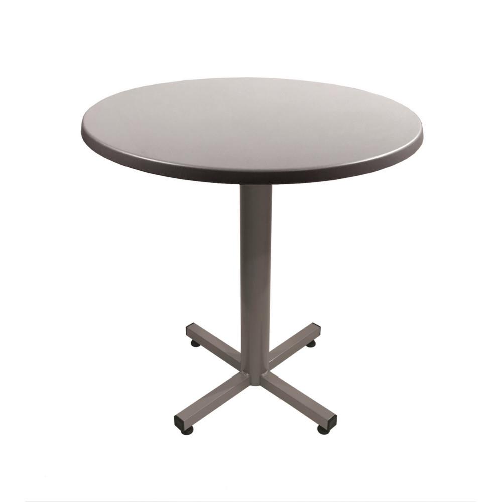 Table Brown plateau rond 70cm Gris - Pied central Aluminium