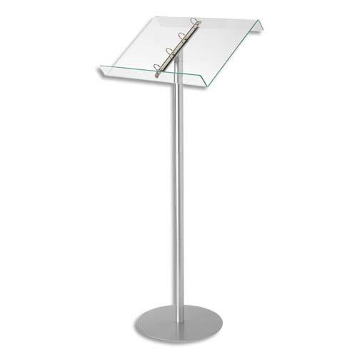 Pupitre sur pied avec anneaux amovibles Deflecto - dimensions : L42 x H48 x P15 cm transparent
