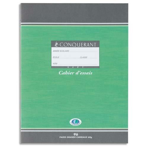 Cahier de brouillon Conqurant 7 - 17x22 cm - 48 pages - grands carreaux