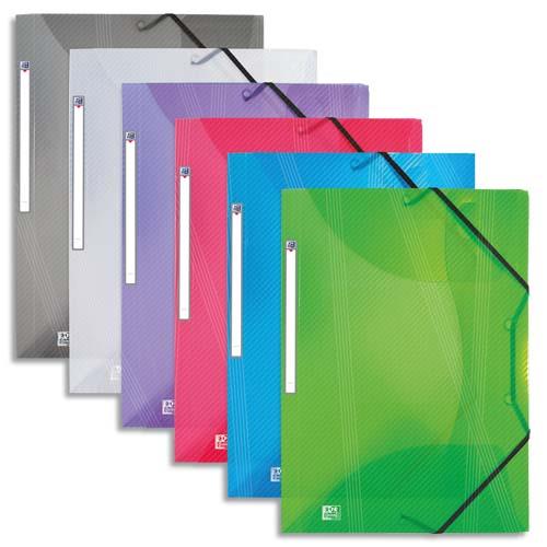 Chemise 3 rabats et lastiques Elba Hawa - polypropylne - 24 x 32 cm - coloris translucides assortis