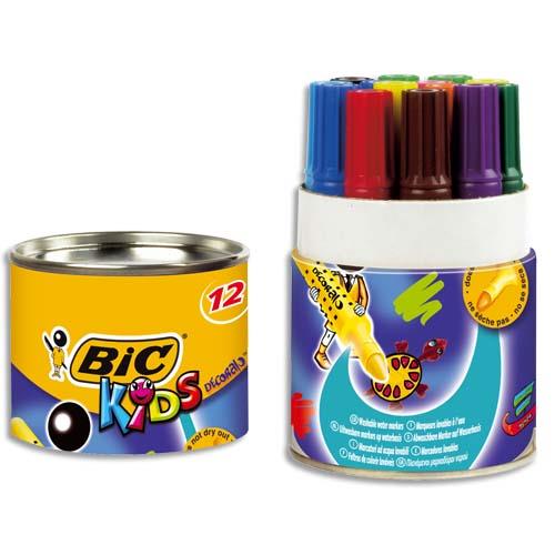 Pot de 12 marqueurs de coloriage Bic Decoralo - pointe XXL - couleurs assorties