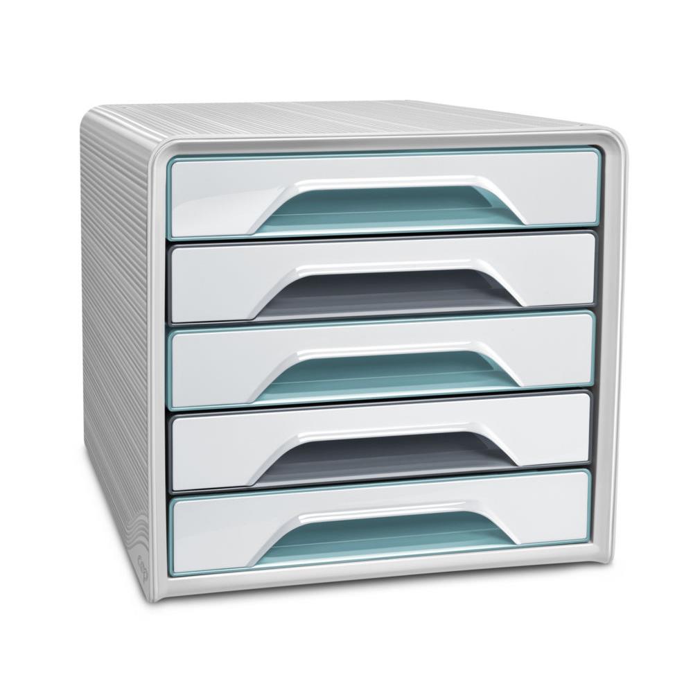 Module de classement 5 tiroirs Cep Smoove - Gris fonc - Faades gris clair
