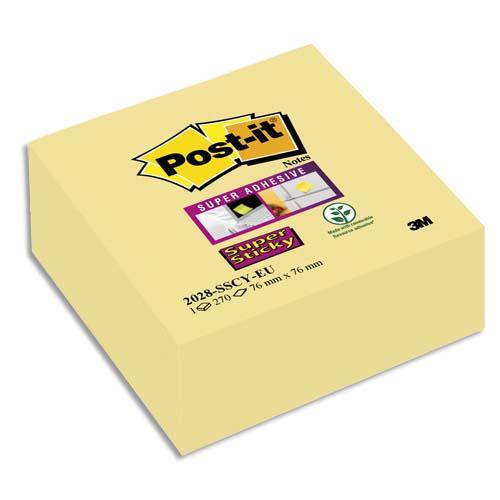 Bloc cube Post-it Supersticky - 76 x 76 mm -  270 feuilles - jaune