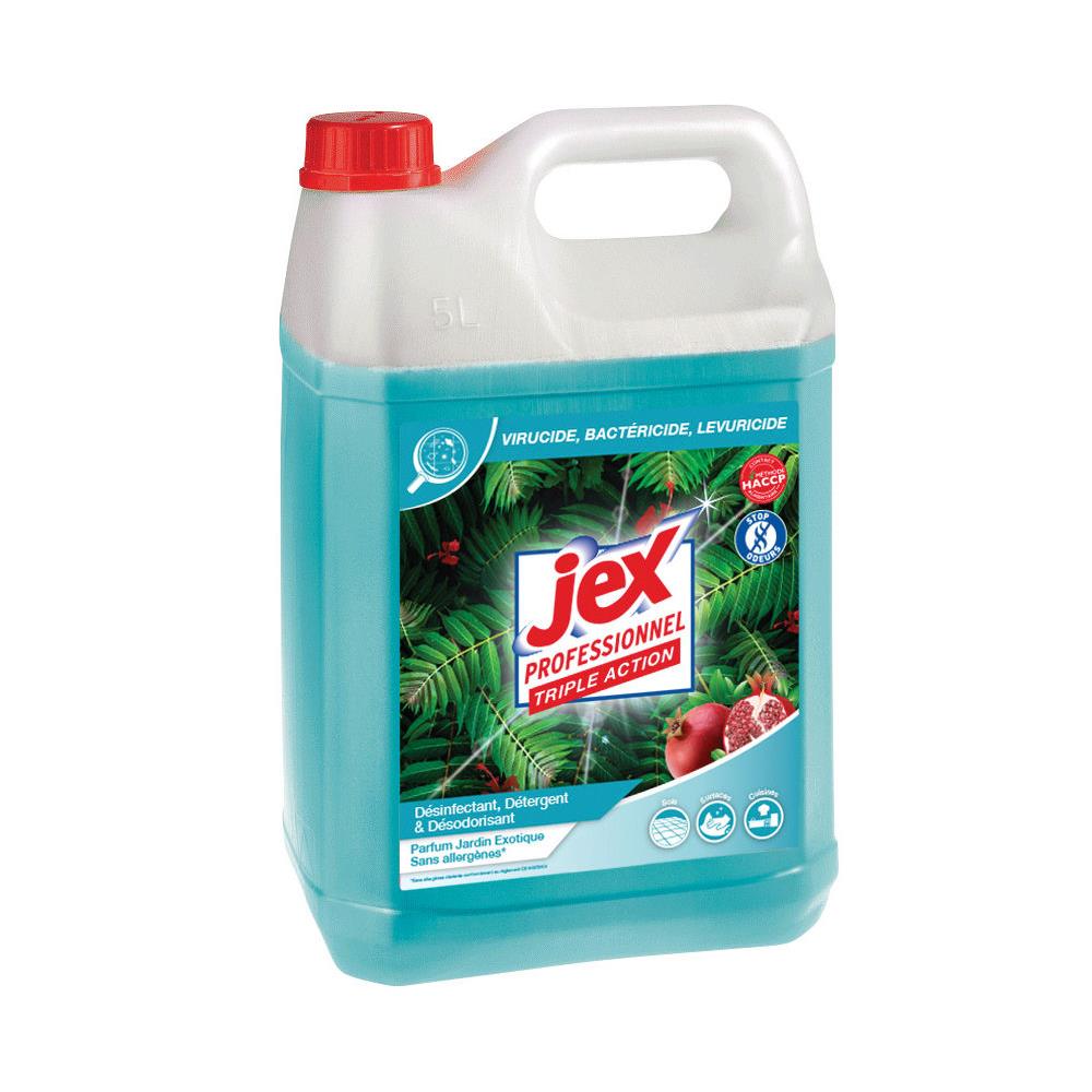 Nettoyant multi-usages dsinfectant Jex Express - destructeur d'odeurs - parfum jardin exotique - bidon de 5L