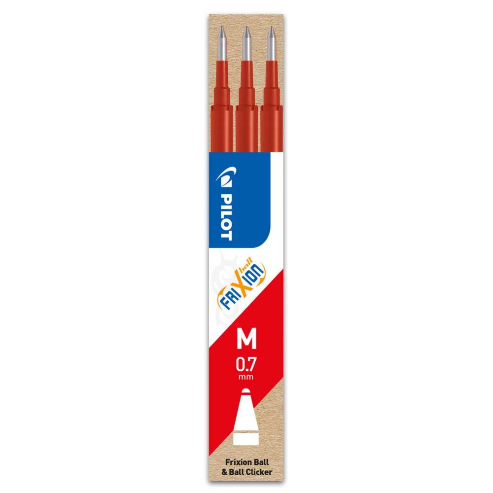 Pochette de 3 Recharges Pilot  pour roller Pilot Frixion Ball - pointe moyenne - rouge