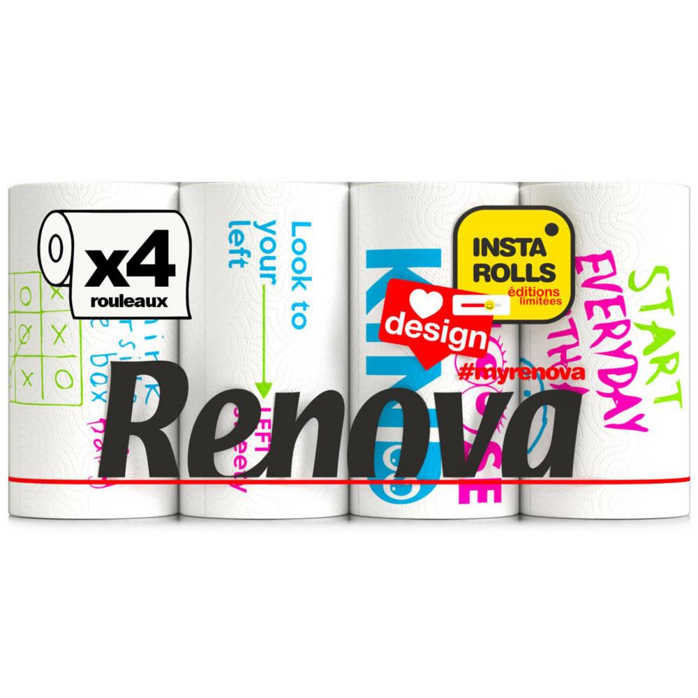 Essuie-tout Kitchen Renova Roll Design Instagram - Lot de 4 rouleaux