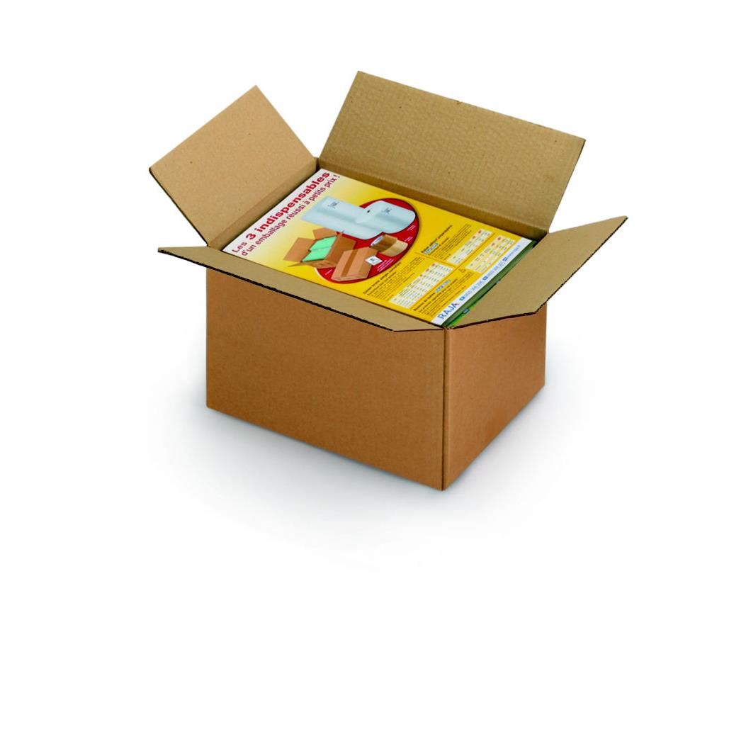 Caisse amricaine carton simple cannelure - L.int. 16 x l.12 x h.11 cm - Kraft brun - Lot de 25