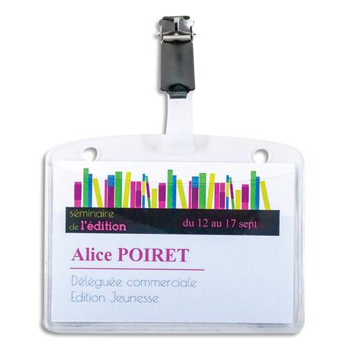 Badge  clip Avery - format horizontal 6 x 9 cm - boite de 25