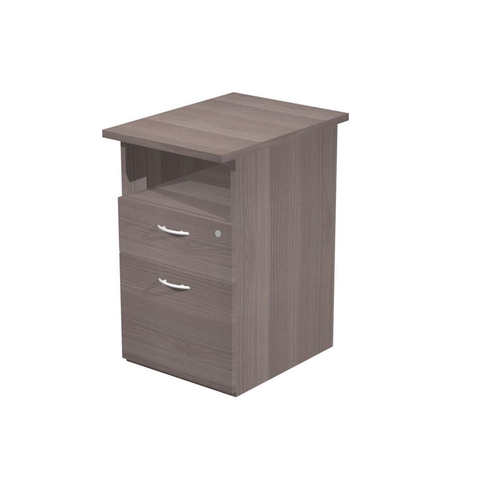 Caisson Pulse hauteur bureau - 2 tiroirs - prof. 60 cm - cendre