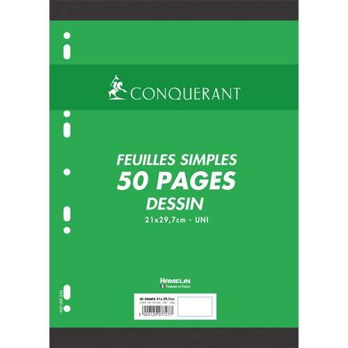 Lot de 25 feuilles (50 pages) mobiles pour le dessin - 21x29,7 cm - 120g - blanc uni
