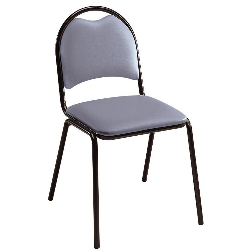 Chaise visiteur Lincoln - Vinyle - gris fonc - pieds mtal noirs