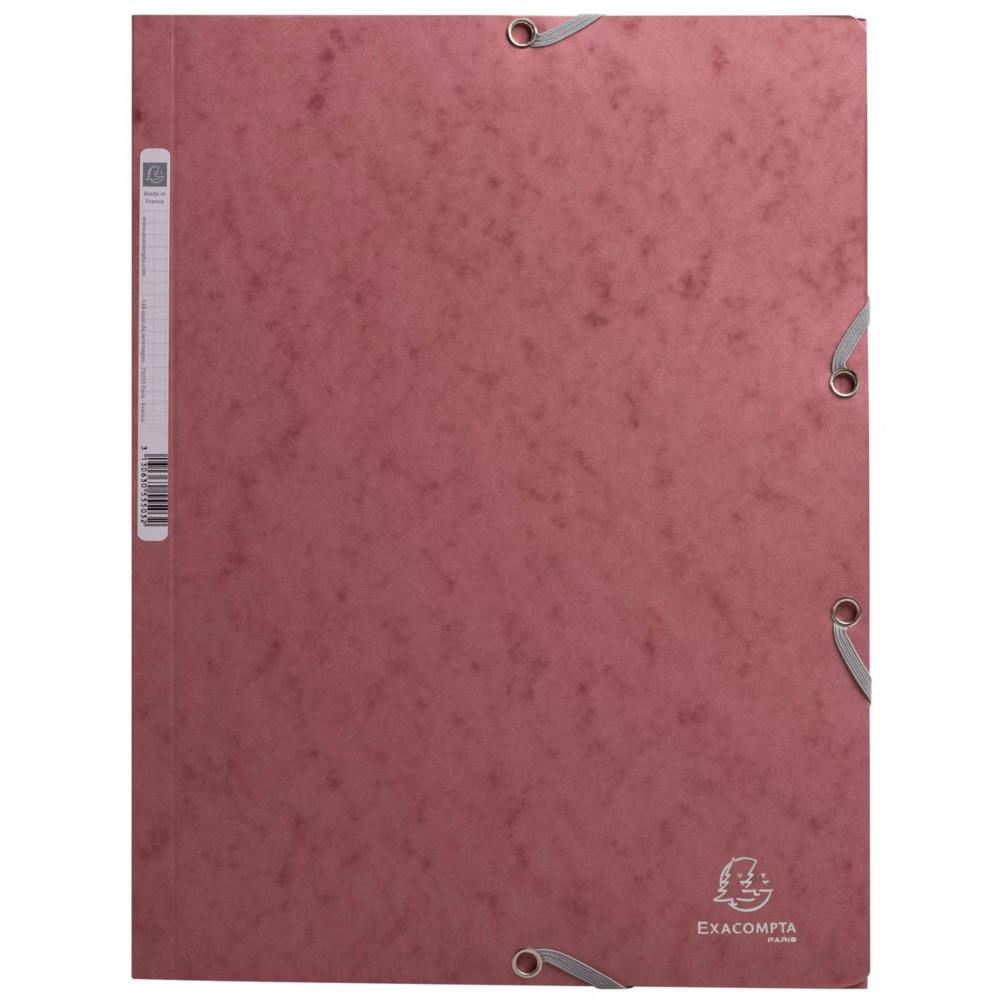 ChemiseExacompta Skandi A4  3rabats avec lastiques en carte lustre - Vieux rose