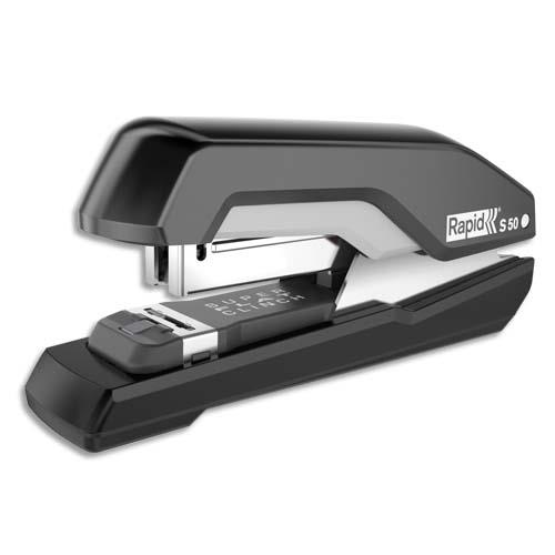 Agrafeuse de table Rapid S50 SuperFlatClinch - agrafes 24/6 et 26/6 - 30 ou 60 feuilles - noir
