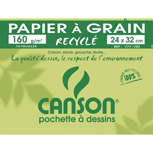 Feuilles  dessin Canson 777-100 - 100% recycl - 160 g - format 24 x 32 cm - pochette de 10