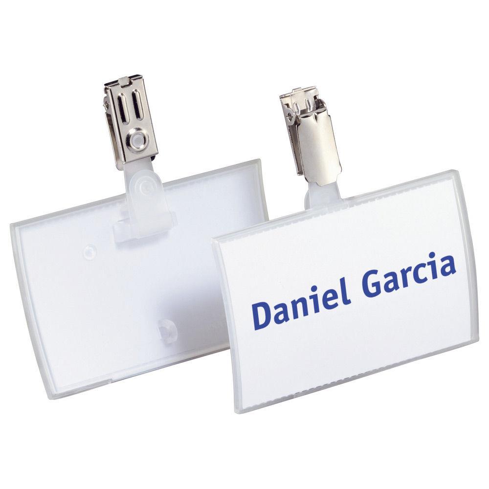 Badge ferm  clip Durable Clickfold - format 5,4 x 9 cm - boite de 25