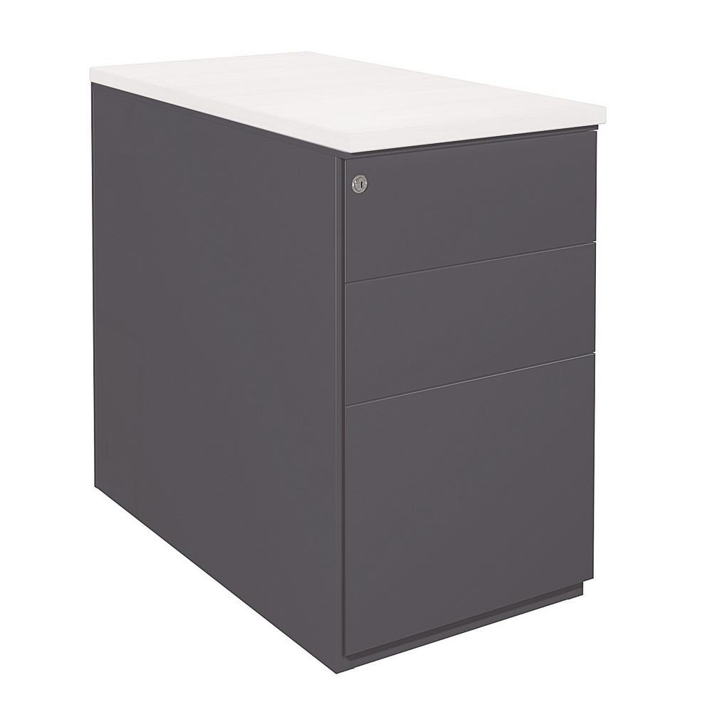 Caisson hauteur bureau mtal - NF Environnement - anthracite top blanc - H72 x L 42 x P 80 cm