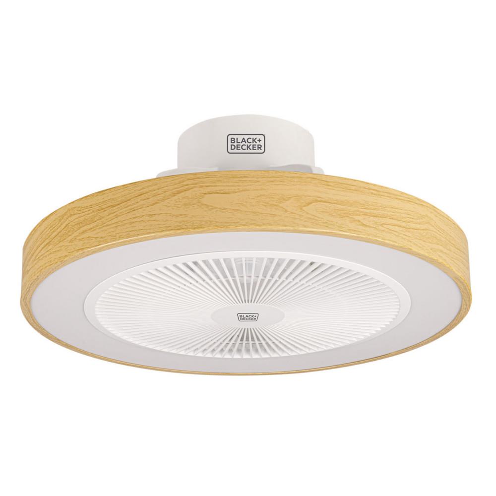 Ventilateur de plafond Black et Decker BXEFC60E - Eclairage LED int�gr�e - Blanc et bois