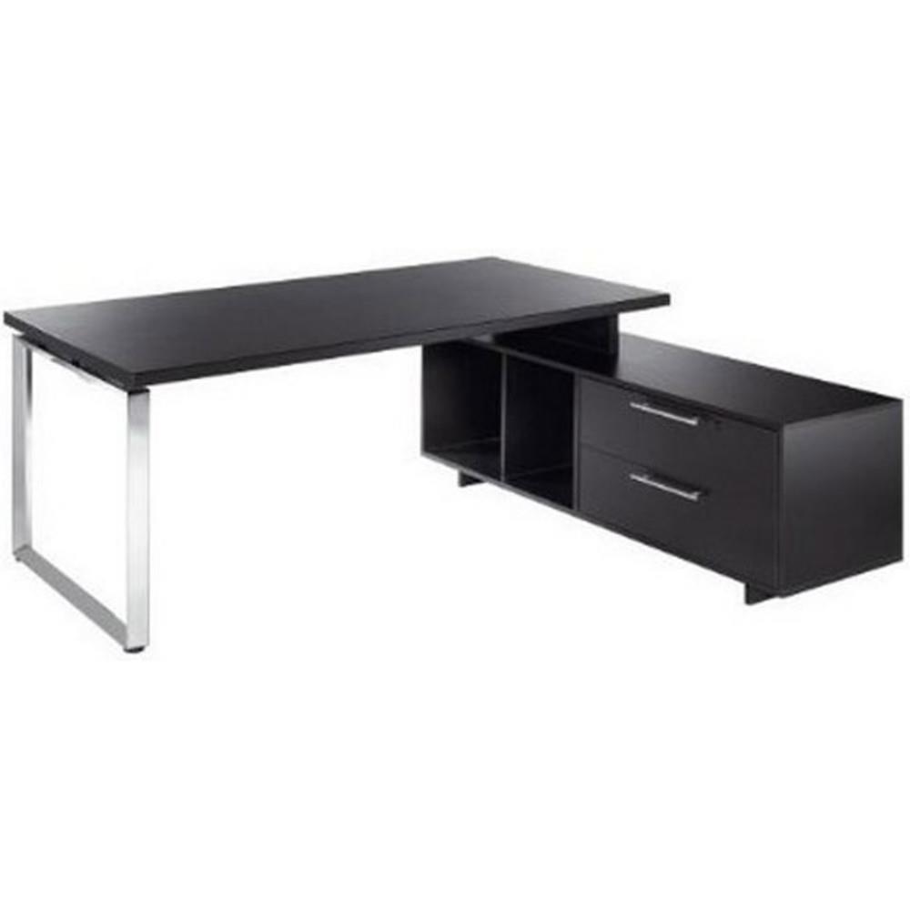 Bureau direction �cho avec retour suspendu  L225 x P170 cm pieds cadre - Fr�ne noir