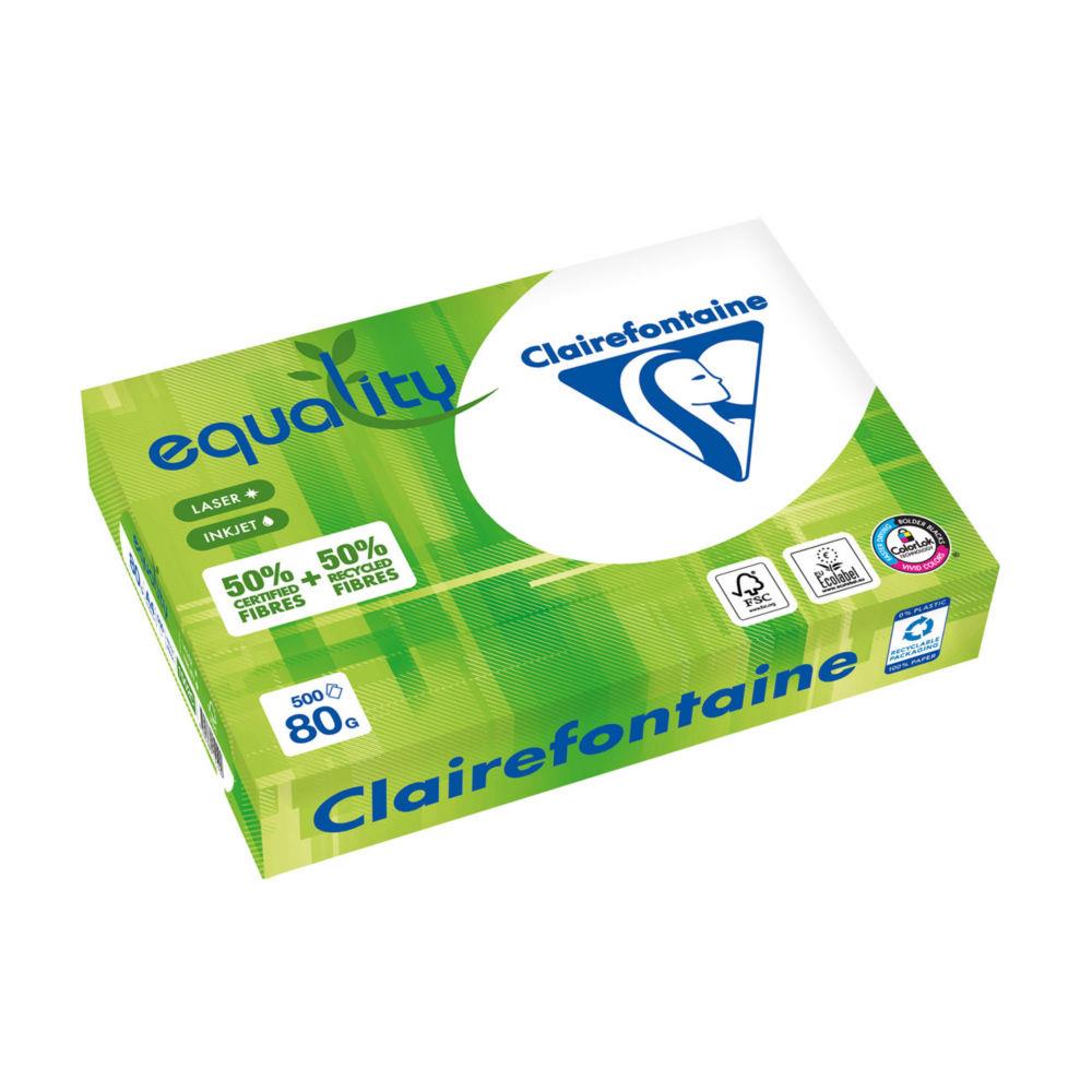 Papier A4 blanc recycl Equality - 80g - CIE 161 trs blanc - ramette de 500 feuilles
